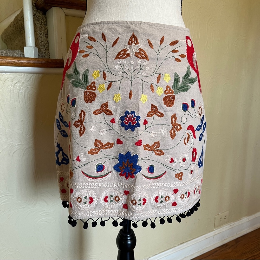 Umgee Embroidered Mini Skirt
